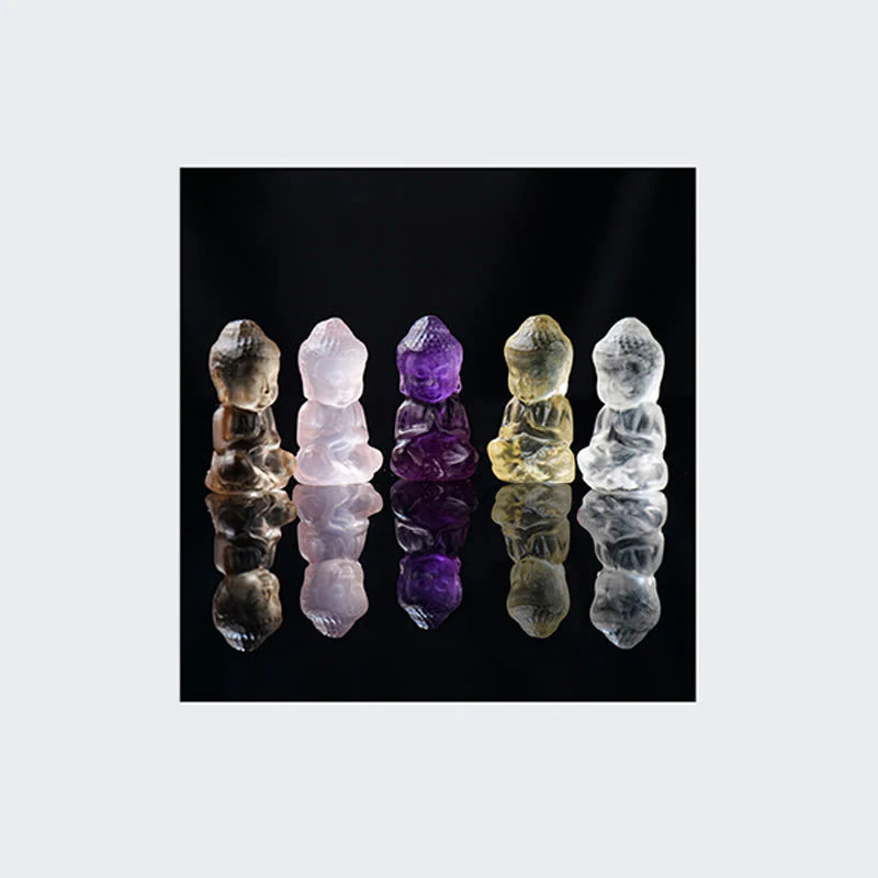 Spirituality Various Crystal Amethyst Pink Crystal White Crystal Citrine Buddha Carved Spiritual Healing Necklace Pendant Decoration