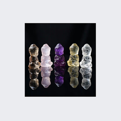 Spirituality Various Crystal Amethyst Pink Crystal White Crystal Citrine Buddha Carved Spiritual Healing Necklace Pendant Decoration