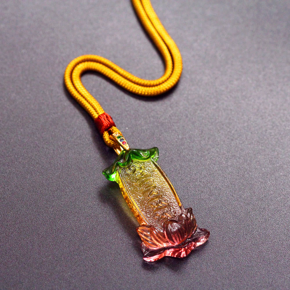 Buddha Energy Necklace Buddha Liuli Lotus Six Character Om Mani Padme Hum Peace Necklace