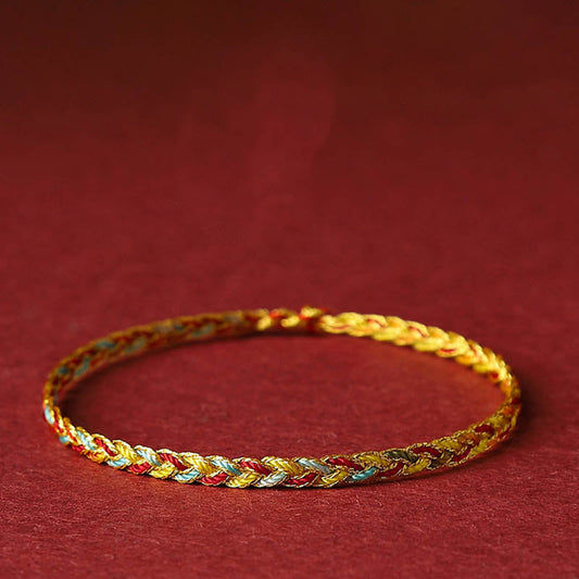Ancient Tibetan Buddhist Red String Tradition  Handmade Multicolored Dragon Scale Pattern Braid String Bracelet