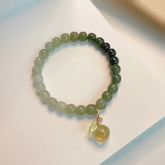 Jade  Natural Hetian Jade Money Bag Charm Bead Prosperity Bracelet