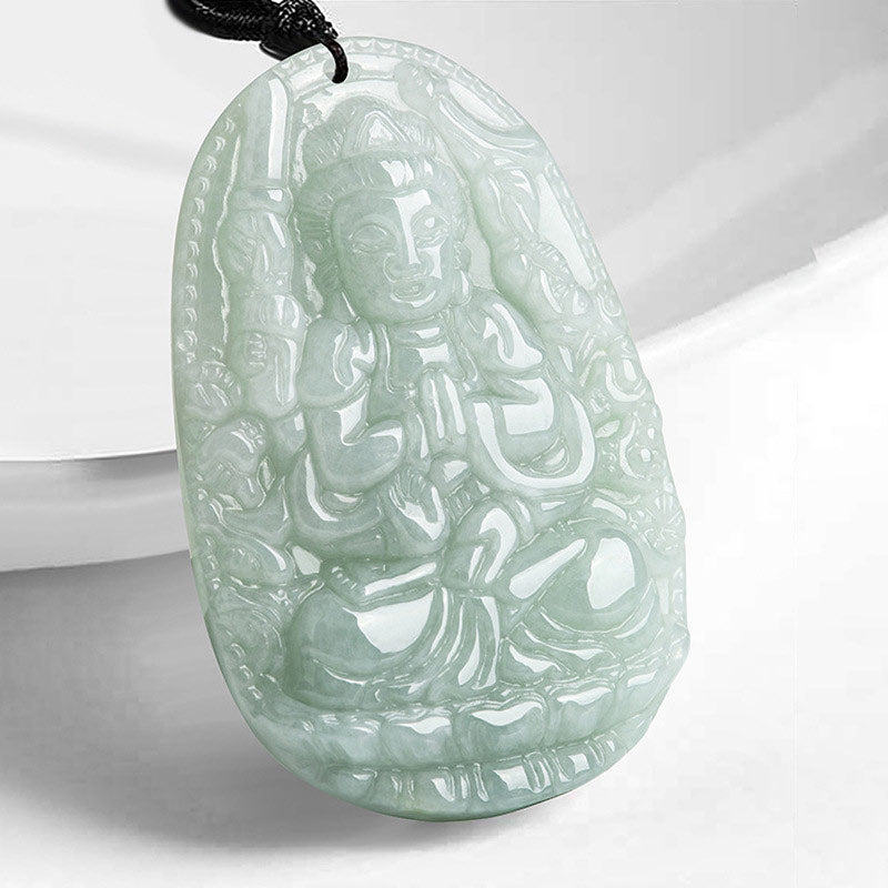 Spirituality Chinese Zodiac Natal Buddha Jade Wealth Prosperity Necklace Pendant
