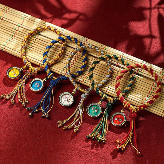 Ancient Tibetan Buddhist Red String Tradition  Handmade Tibetan Five God Of Wealth Dragon Scale Rope Luck Braid Bracelet