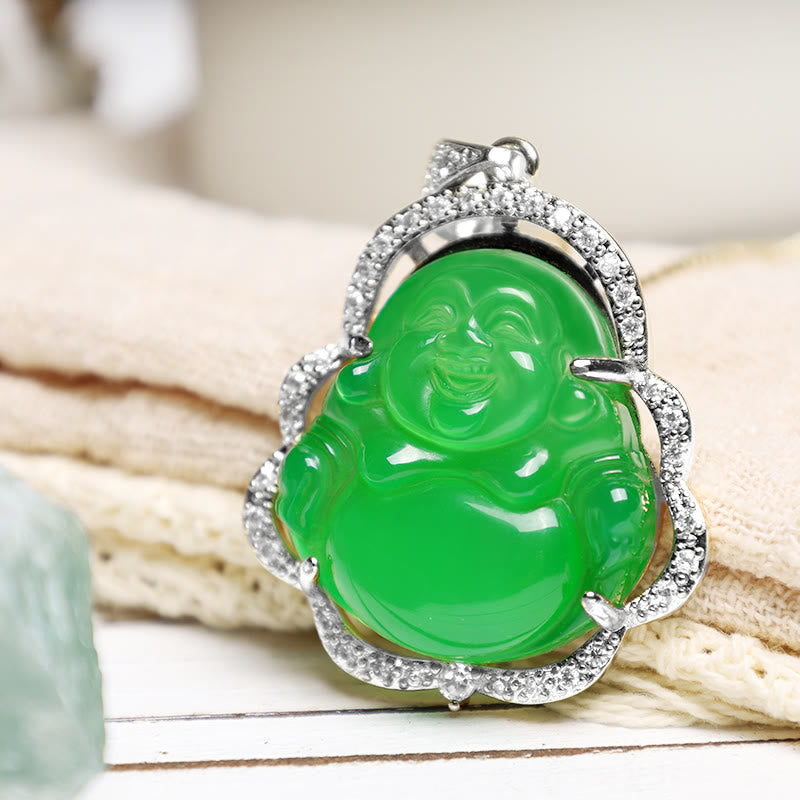 Jade  Good Luck Laughing Buddha Necklace