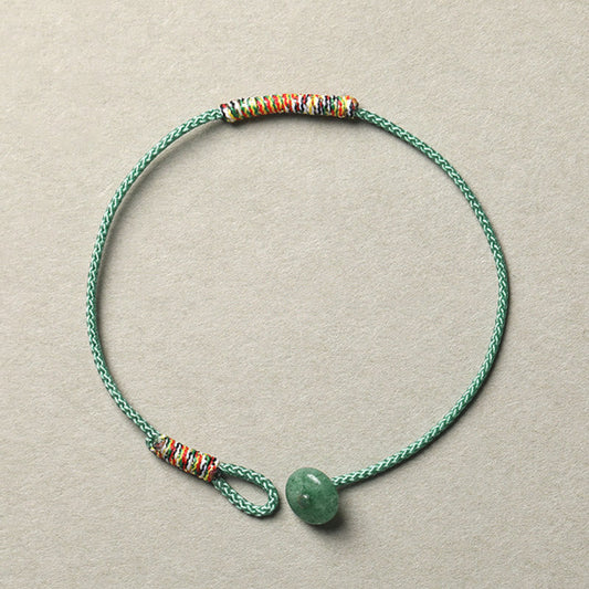 Ancient Tibetan Buddhist Red String Tradition  Tibetan Handmade Green Aventurine Luck Protection Braided Rope Bracelet