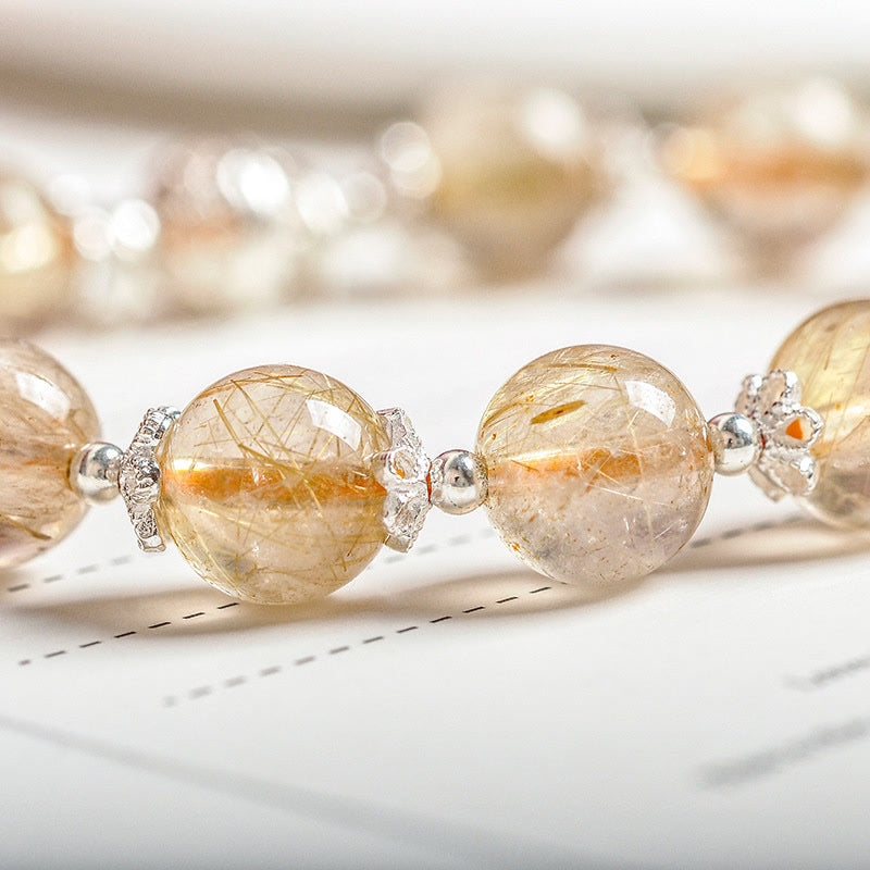 Golden Energy Citrine 925 Sterling Silver Natural Wealth Solar Plexus Chakra (Third Chakra) Happiness Moon Star Charm Bracelet