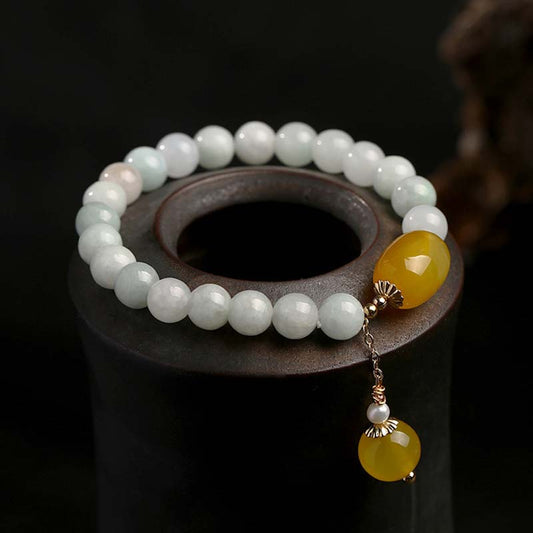 Jade  Natural White Jade Agate Protection Bracelet
