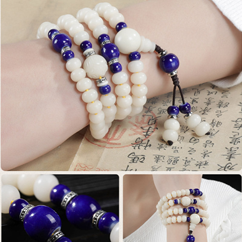 Spirituality Buddha Karma Bodhi Seed Bead Lotus Blessing Charm Bracelet