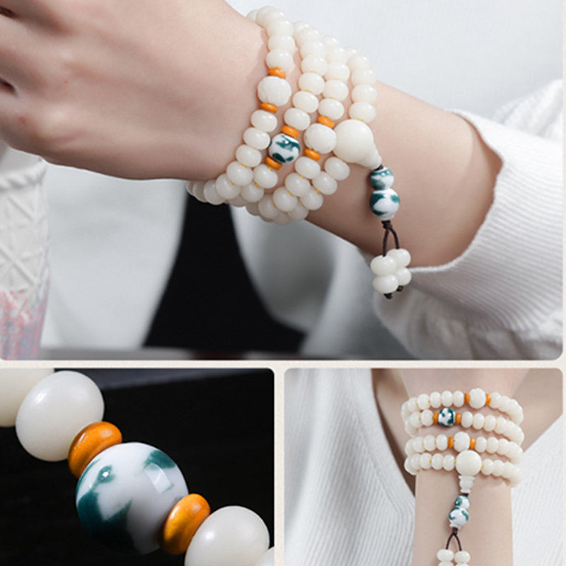 Spirituality Buddha Karma Bodhi Seed Bead Lotus Blessing Charm Bracelet