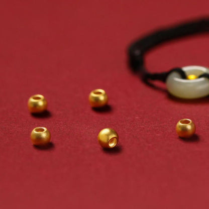 Jade  999 Gold Bead Round Peace Buckle Hetian Jade Luck Abundance Braided Bracelet Anklet