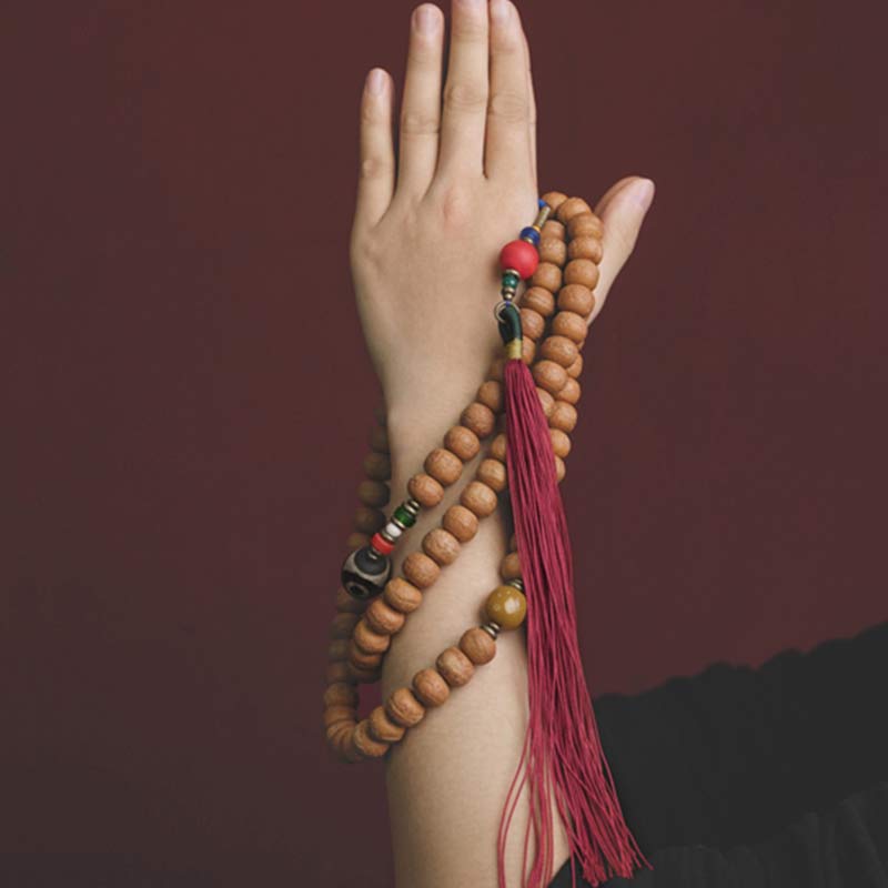 Spirituality Buddha Karma 108 Mala Beads Bodhi Seed Dzi Bead Peace Tassel Bracelet