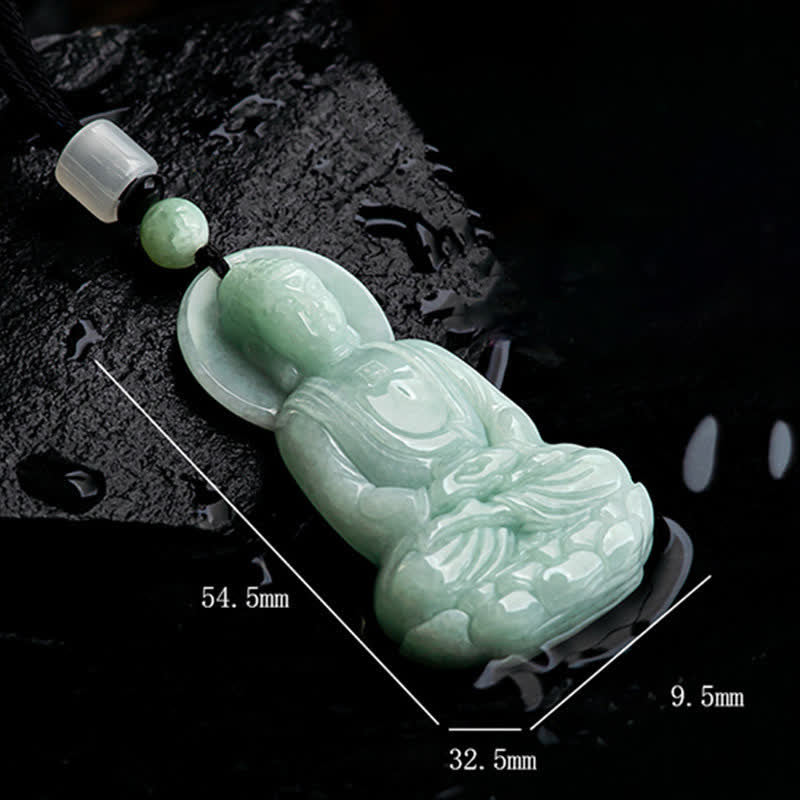 Jade  Amitabha Buddha Jade Amulet Compassion String Necklace