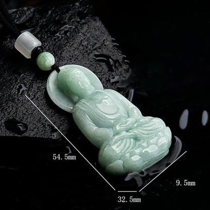 Jade  Amitabha Buddha Jade Amulet Compassion String Necklace