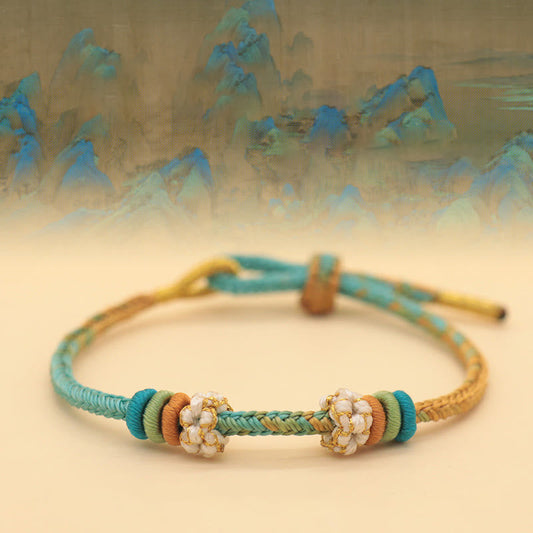 Ancient Tibetan Buddhist Red String Tradition  Handmade Eight Thread Peace Knot Peach Blossom Knot Luck Rope Braided Bracelet