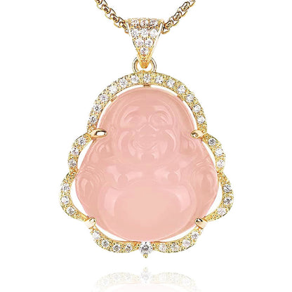 Jade  Good Luck Laughing Buddha Necklace