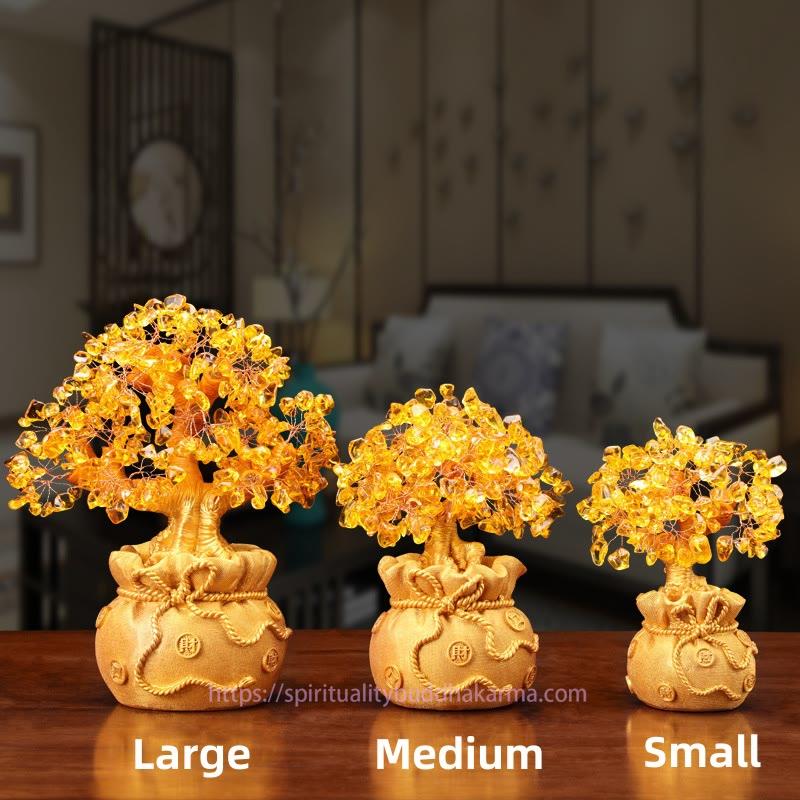 Golden Energy Citrine Natural Wealth Solar Plexus Chakra (Third Chakra) Money Tree Gemstone Ornament - Feng Shui for Prosperity