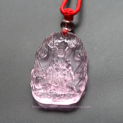 Buddha Energy Necklace Ksitigarbha Buddha Liuli Crystal Serenity Amulet Necklace Pendant