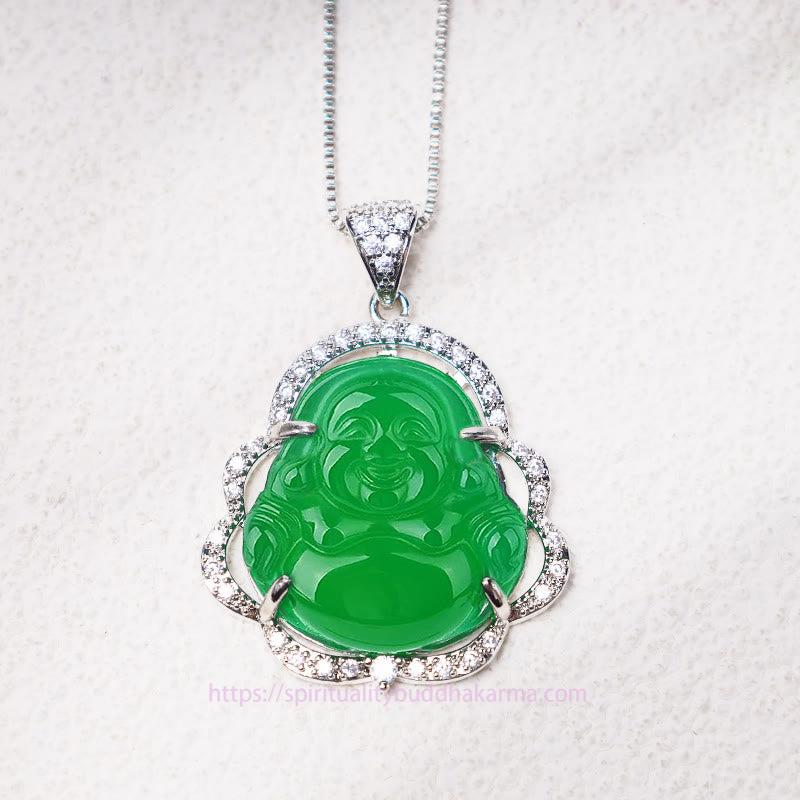 Jade  Good Luck Laughing Buddha Necklace