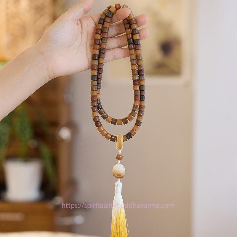 Spirituality Buddha Karma 108 Mala Beads Bodhi Seed Buddha Hand Lotus Engraved Harmony Bracelet