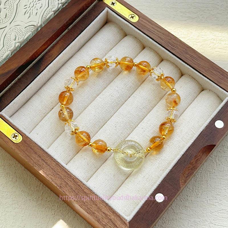 Golden Energy Citrine Peace Buckle Wealth Solar Plexus Chakra (Third Chakra) Crystal Prosperity Bracelet