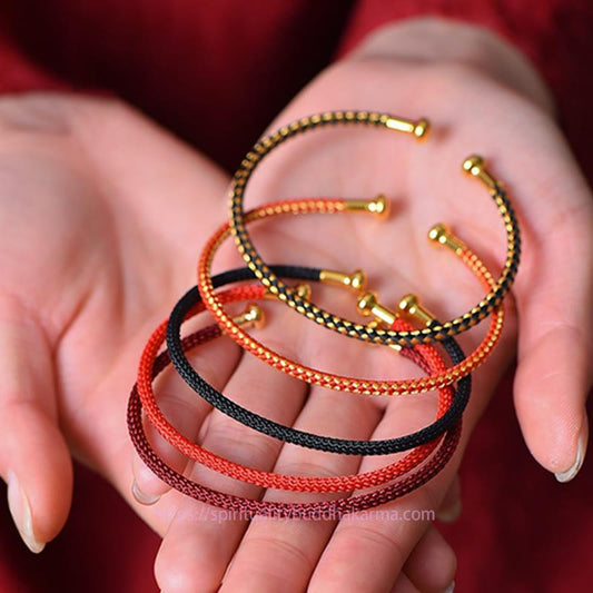 Ancient Tibetan Buddhist Red String Tradition  Simple Design Handmade Luck Braid String Cuff Bracelet