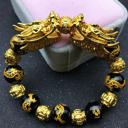 Spirituality Buddha Karma Double Dragon Wealth Protection Bracelet