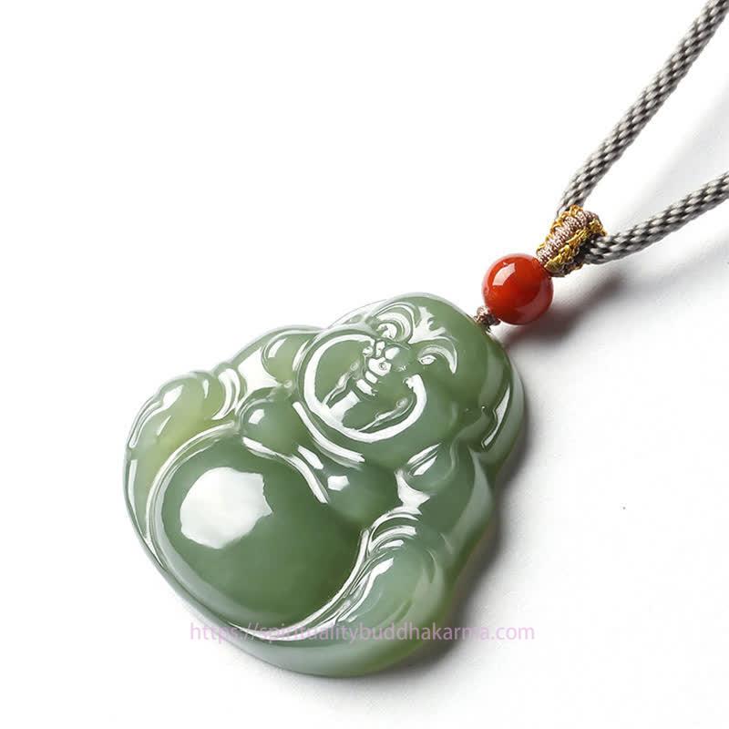 Buddha Energy Necklace Laughing Buddha Hetian Jade Abundance Necklace String Pendant