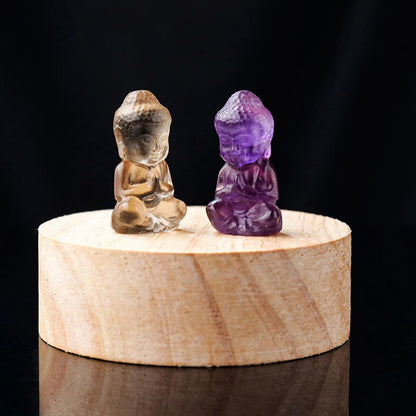 Spirituality Various Crystal Amethyst Pink Crystal White Crystal Citrine Buddha Carved Spiritual Healing Necklace Pendant Decoration