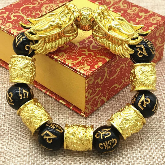 Spirituality Buddha Karma Double Dragon Wealth Protection Bracelet