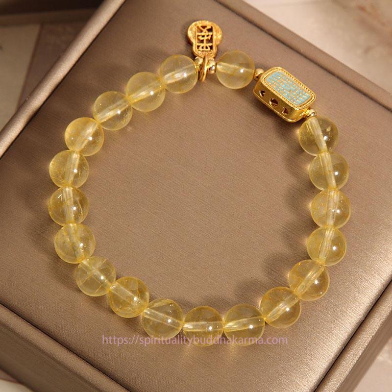 Golden Energy Citrine Natural Wealth Solar Plexus Chakra (Third Chakra) Five Scriptures Generosity Bracelet