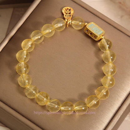 Golden Energy Citrine Natural Wealth Solar Plexus Chakra (Third Chakra) Five Scriptures Generosity Bracelet