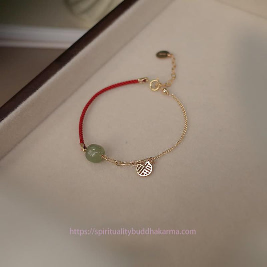 Jade  Beaded Jade Luck String Chain Bracelet