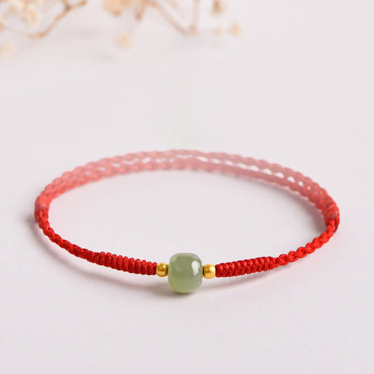 Jade  Handmade Jade Lucky Bead Prosperity Braided Bracelet
