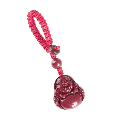 Buddha Energy Necklace Laughing Buddha Cinnabar Blessing Necklace Pendant Phone Hanging Decoration Key Chain