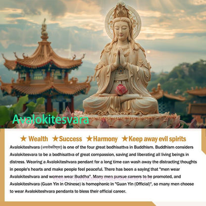 Buddha Energy Necklace Kwan Yin Avalokitesvara Jade Abundance String Necklace Pendant