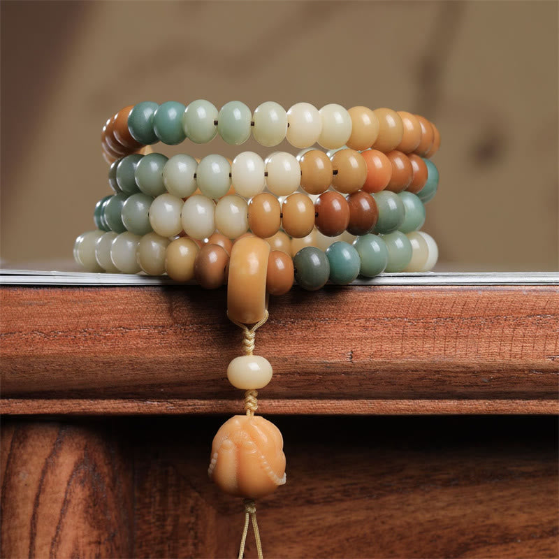 Spirituality Buddha Karma 108 Mala Beads Gradient Bodhi Seed Buddha Hand Engraved Peace Bracelet