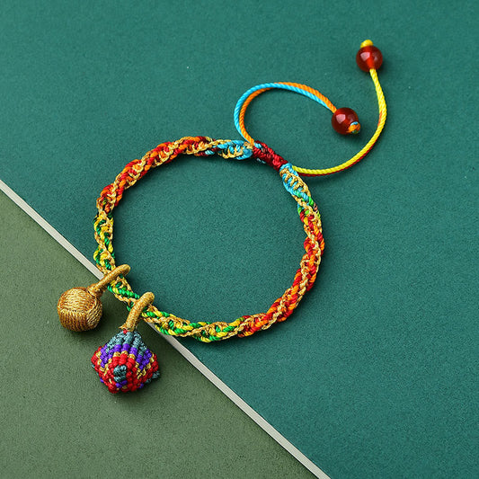 Ancient Tibetan Buddhist Red String Tradition  Colorful Rope Luck Handcrafted Zongzi Charm Bracelet
