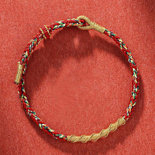 Ancient Tibetan Buddhist Red String Tradition  Handmade Chinese Zodiac Natal Buddha Protection Strength Braided String Bracelet