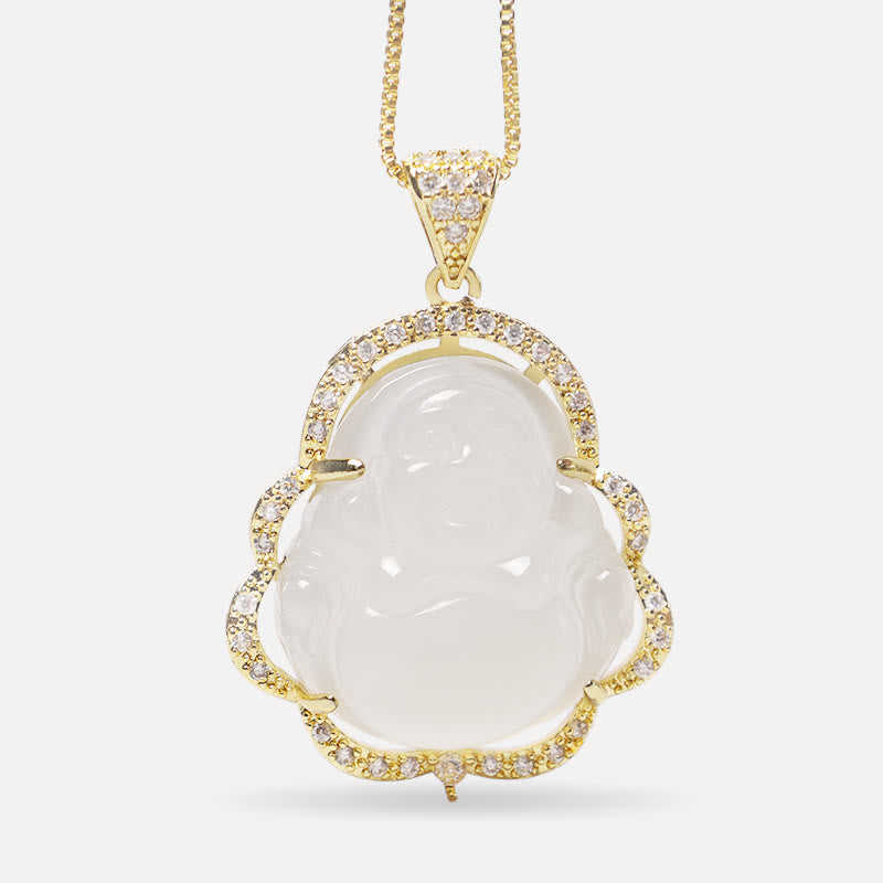 Jade  Good Luck Laughing Buddha Necklace