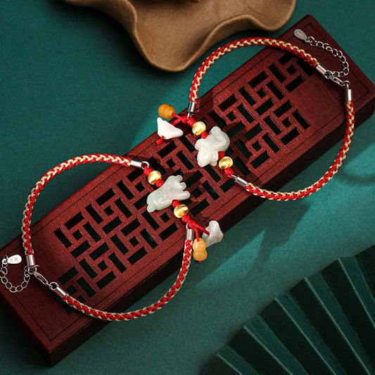 Jade  Chinese Zodiac Jade Prosperity Red String Bracelet Anklet
