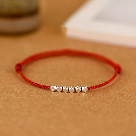 Spirituality Buddha Karma 925 Sterling Silver Red String Braid Bracelet Anklet