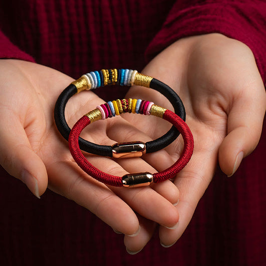 Ancient Tibetan Buddhist Red String Tradition  Tibetan Handmade King Kong Knot Protection Magnetic Buckle Braided Bracelet
