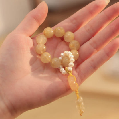 Golden Energy Citrine Wealth Solar Plexus Chakra (Third Chakra) Peace Buckle Prosperity Happiness Wrist Mala