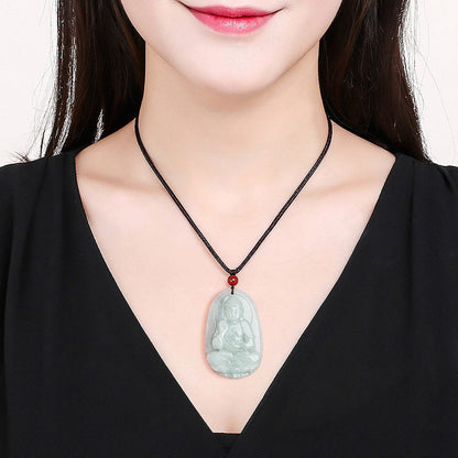 Buddha Energy Necklace Chinese Zodiac Natal Buddha Jade Wealth Prosperity Necklace Pendant