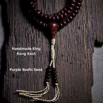 Spirituality Buddha Karma Natural Tibet 108 Mala Beads Purple Bodhi Seed Three-eyed Dzi Bead Copper Dorje Harmony Bracelet