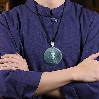 Buddha Energy Necklace Kwan Yin Avalokitesvara Jade Abundance String Necklace Pendant