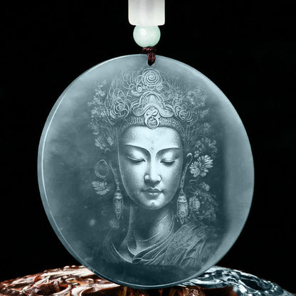 Buddha Energy Necklace Kwan Yin Avalokitesvara Jade Abundance String Necklace Pendant