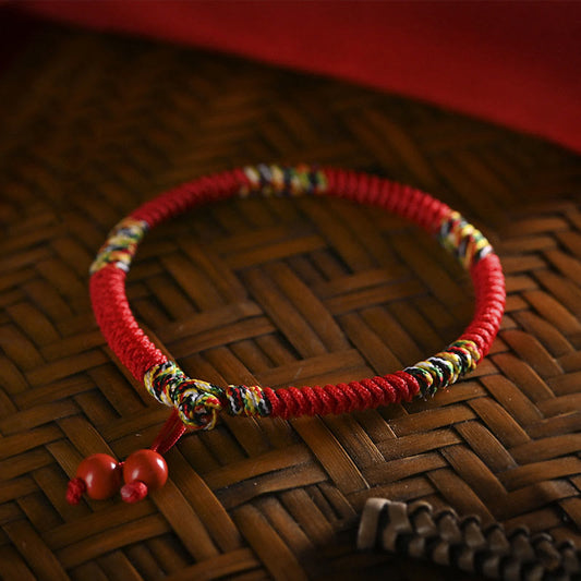 Ancient Tibetan Buddhist Red String Tradition  Five Colors King Kong Knot String Protection Luck Bracelet