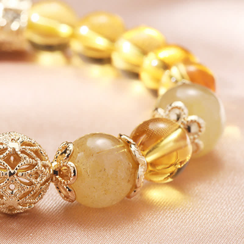 Golden Energy Citrine Wealth Solar Plexus Chakra (Third Chakra) Generosity Prosperity Beaded Bracelet