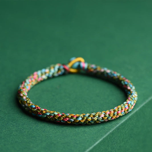 Ancient Tibetan Buddhist Red String Tradition  Colorful Rope Luck Handcrafted Braided Child Adult Bracelet